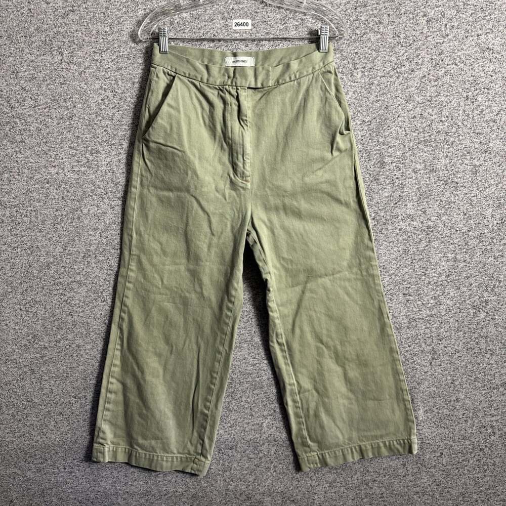 Rachel Comey Women's Size 4 Green Cotton High Waisted Wide Leg Cropped Pants